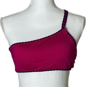 Lucky Brand One Shoulder Bikini Top Removable Cups Tie Back Closure NWT Size S